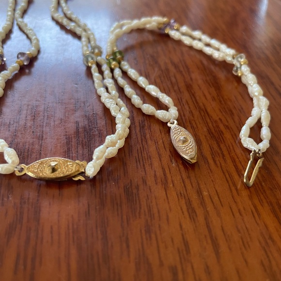 Freshwater Rice Pearl & Semiprecious Beaded Necklace & Bracelet Set - Picture 4 of 8